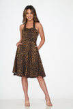 20140 Leopard Halter Swing Dress