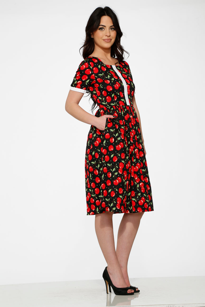20250 Black Red Cherry Dress