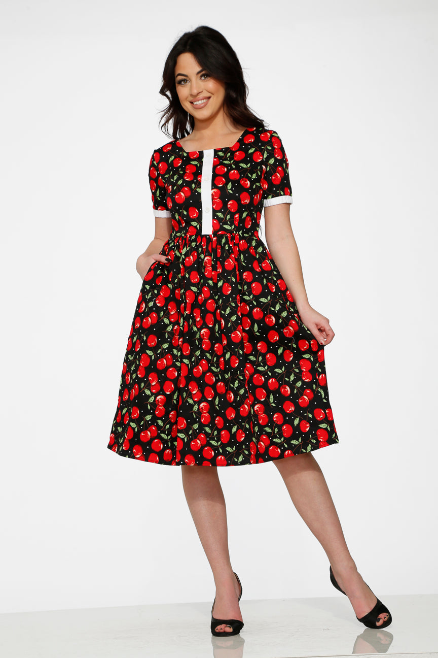 20250 Black Red Cherry Dress