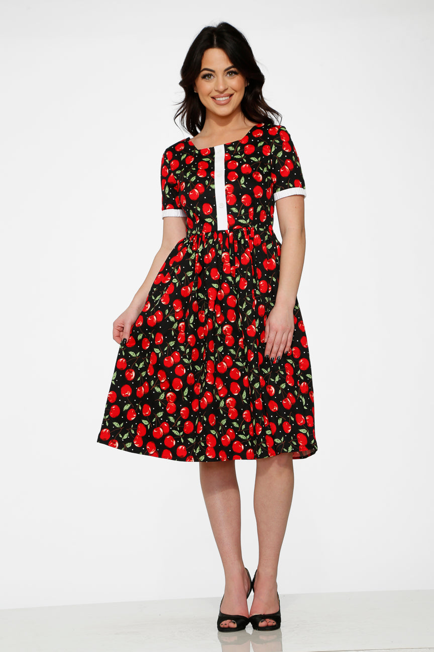 20250 Black Red Cherry Dress