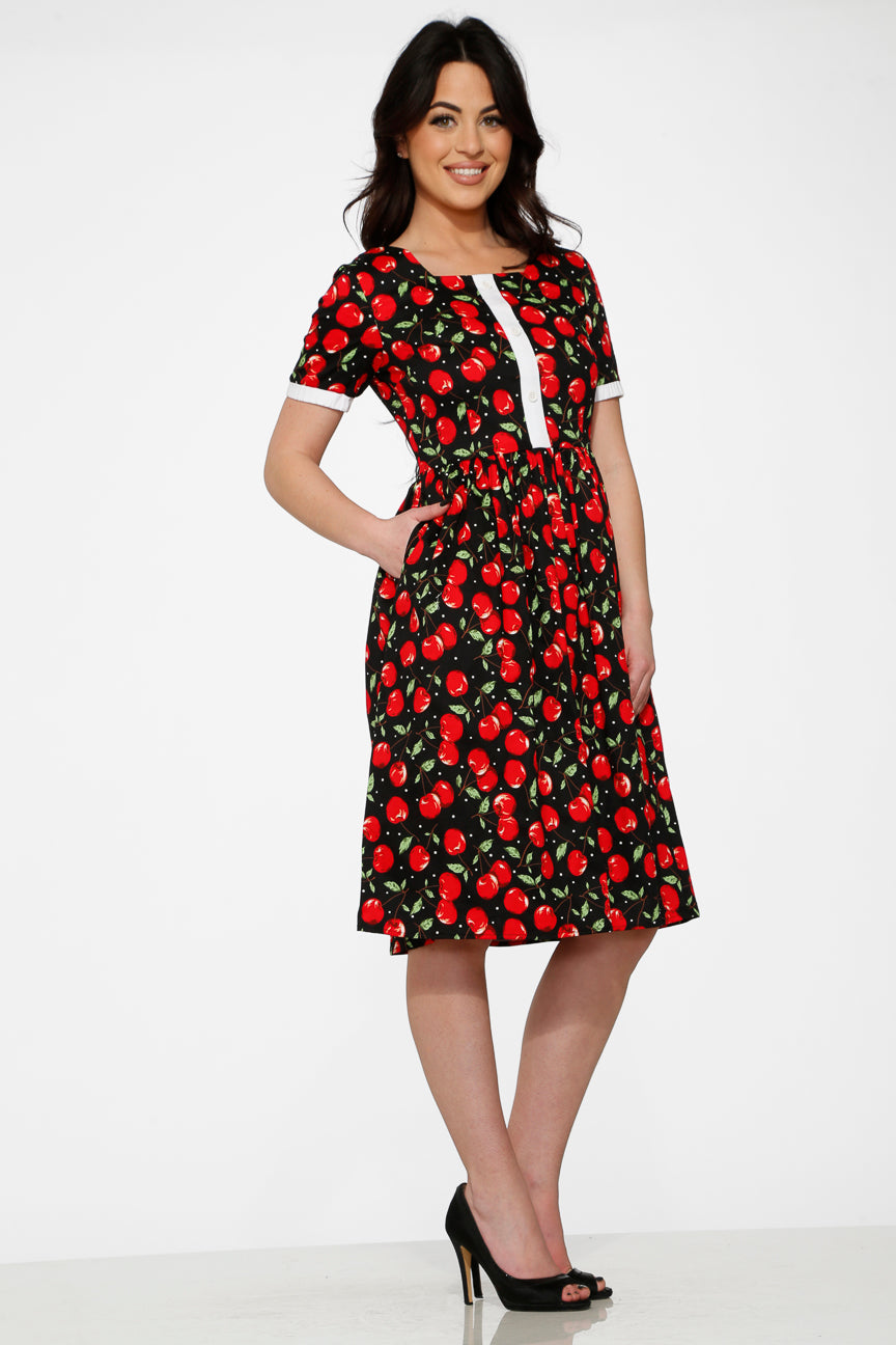 20250 Black Red Cherry Dress