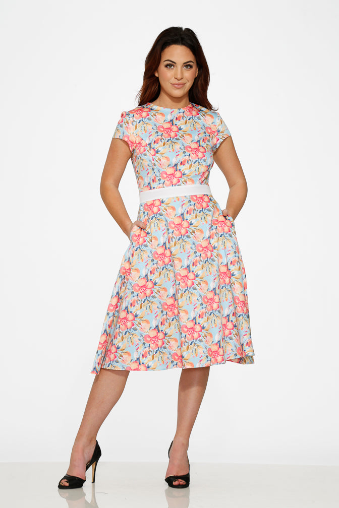 20260 Sweet Hibiscus Swing Dress