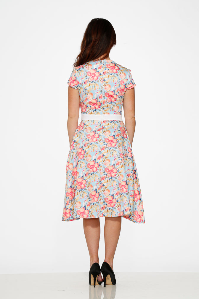 20260 Sweet Hibiscus Swing Dress