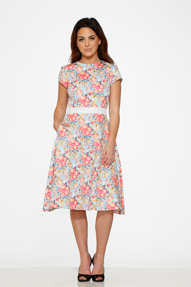 20260 Sweet Hibiscus Swing Dress