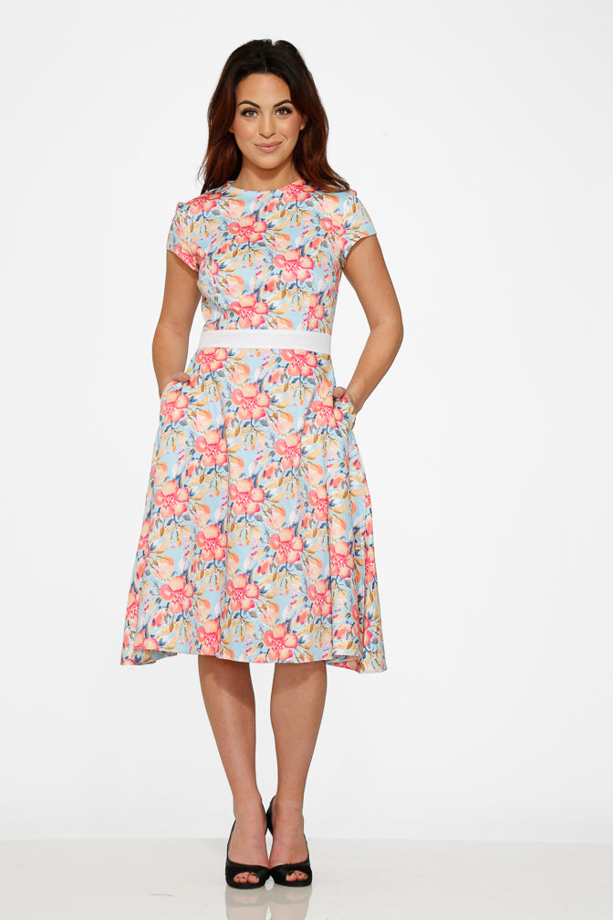 20260 Sweet Hibiscus Swing Dress