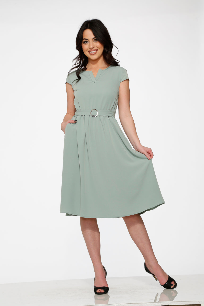20290 Aqua Plain Swing Dress
