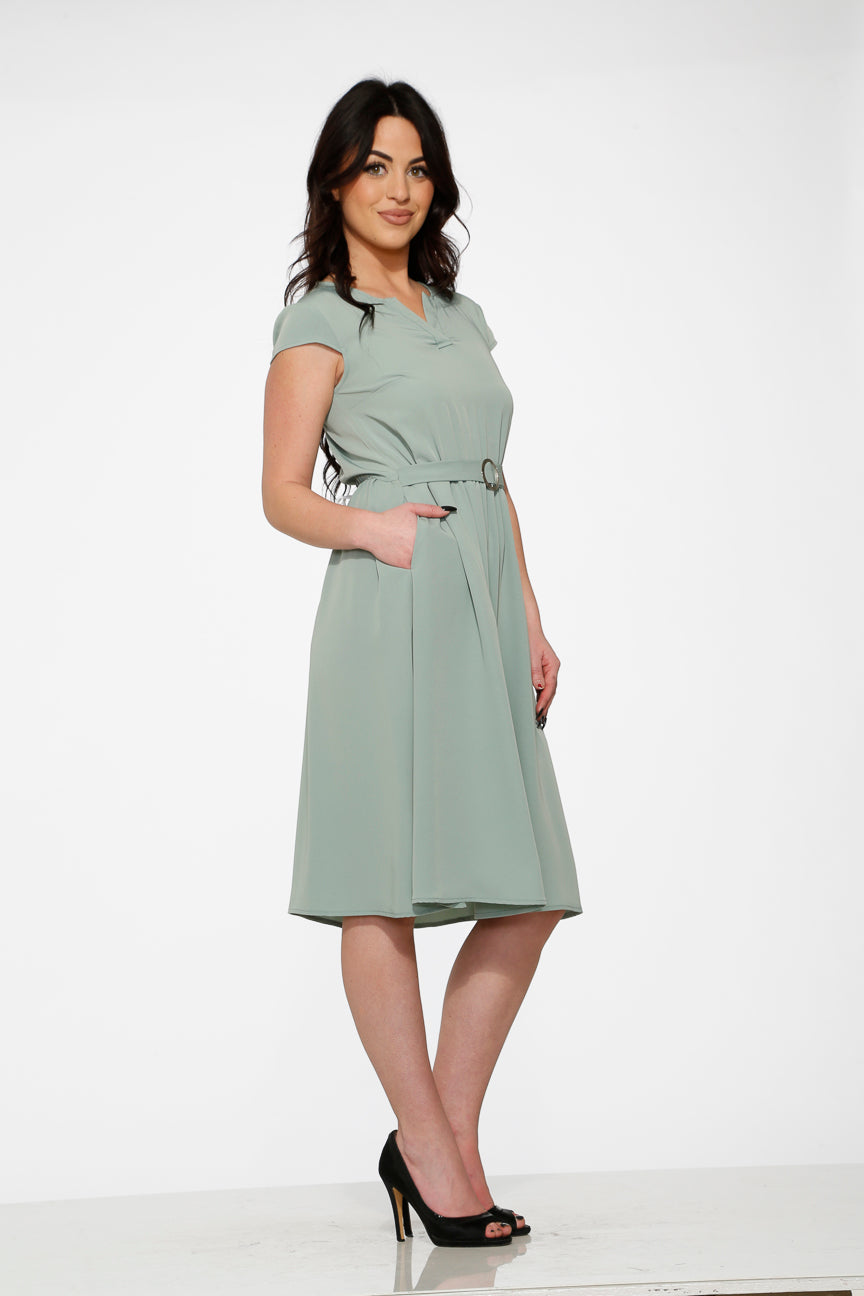 20290 Aqua Plain Swing Dress