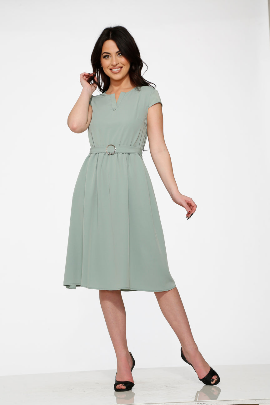 20290 Aqua Plain Swing Dress