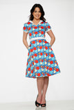 20340 Stripe Red Dot Swing Dress