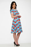 20340 Stripe Red Dot Swing Dress