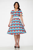 20340 Stripe Red Dot Swing Dress