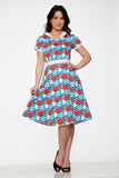 20340 Stripe Red Dot Swing Dress