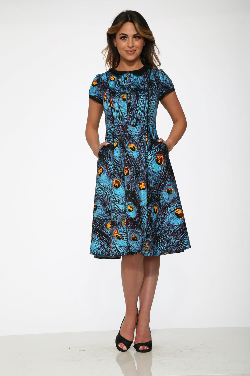 20360 Blue Peacock Swing Dress