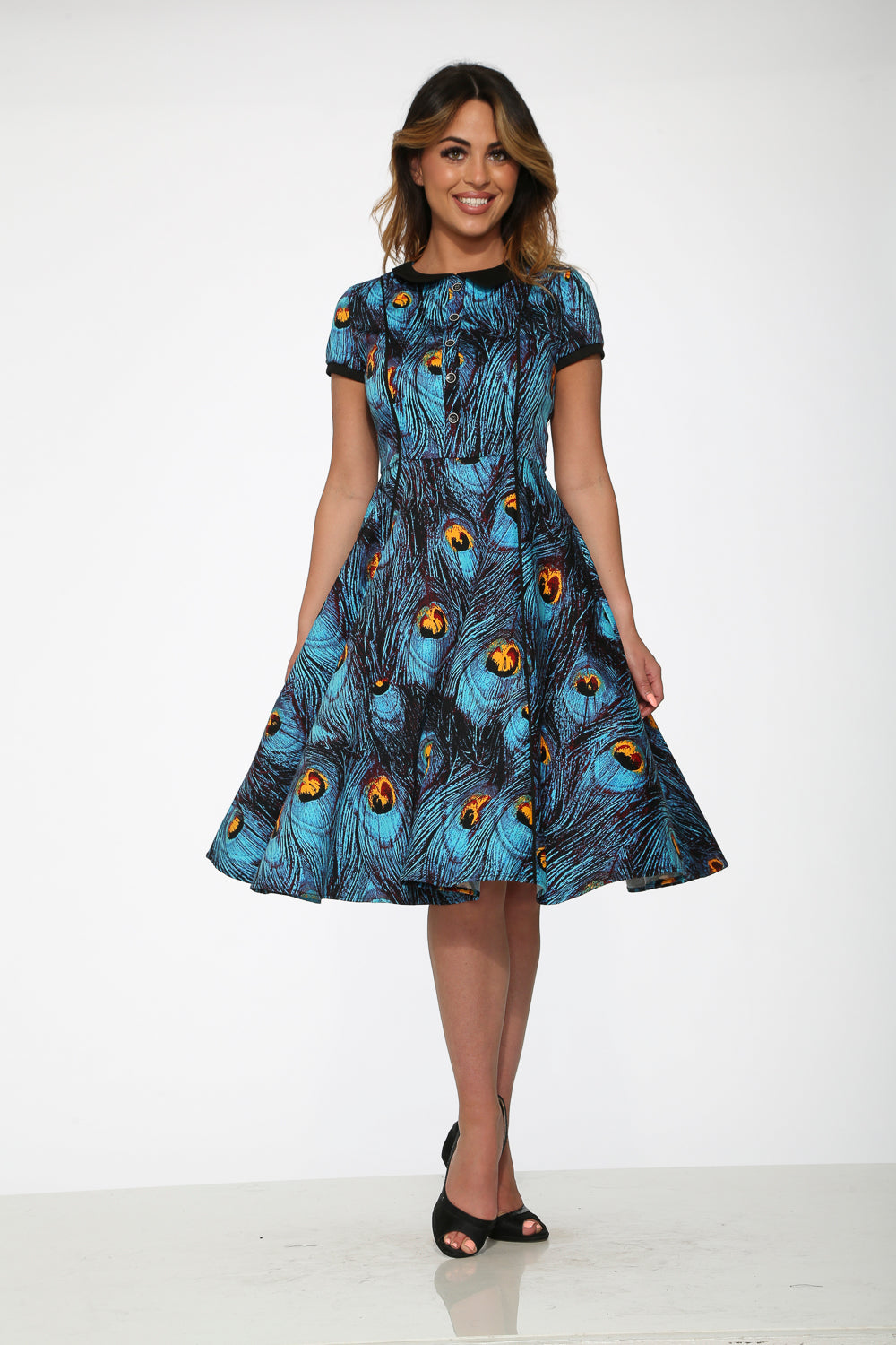 20360 Blue Peacock Swing Dress