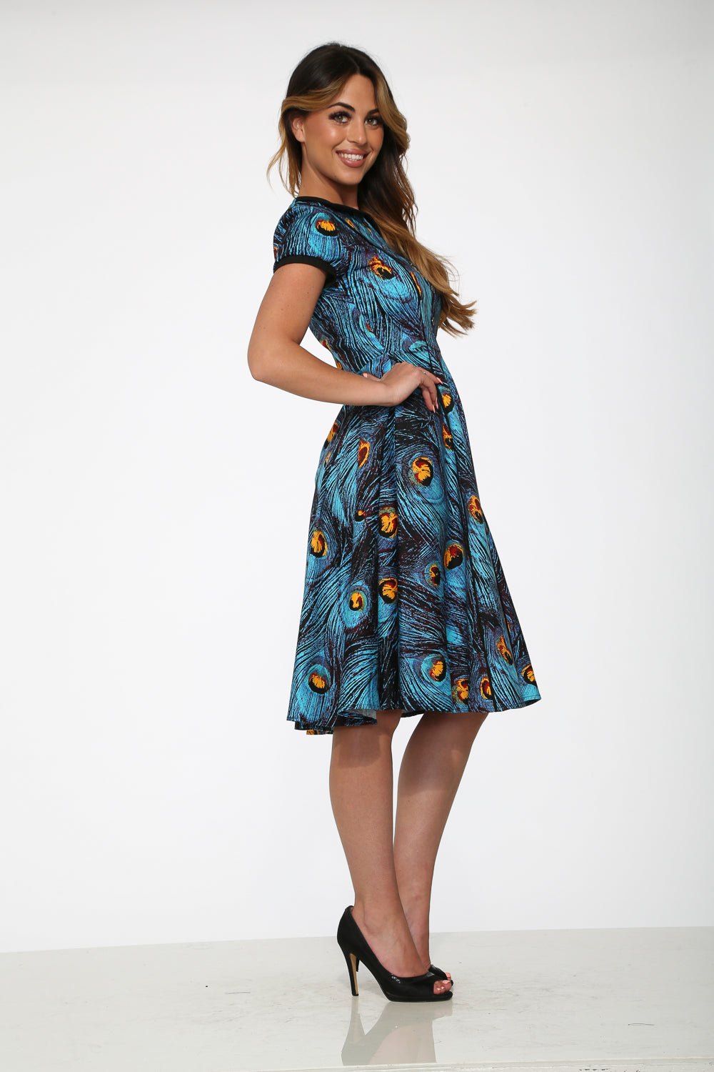 20360 Blue Peacock Swing Dress