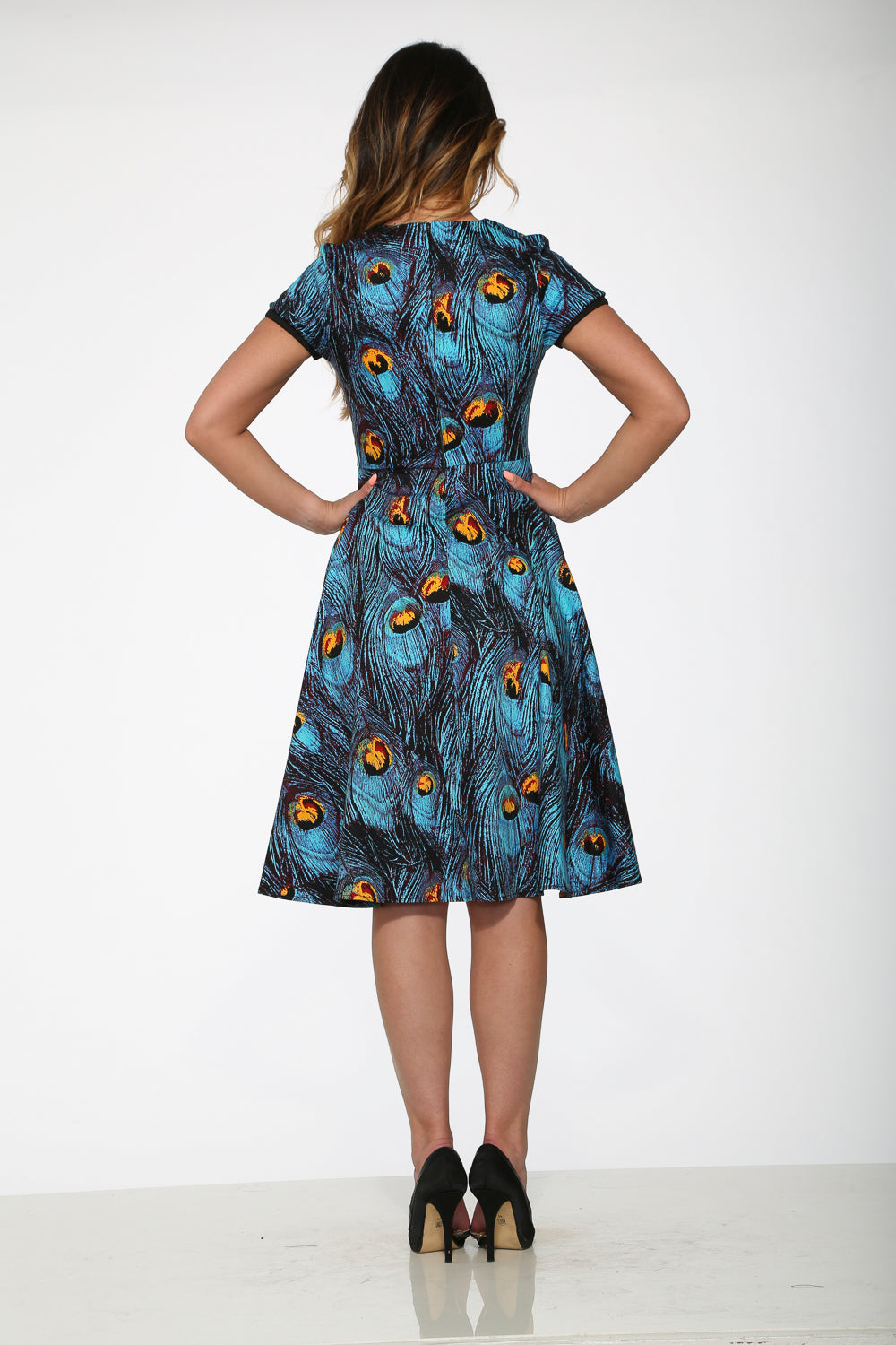 20360 Blue Peacock Swing Dress