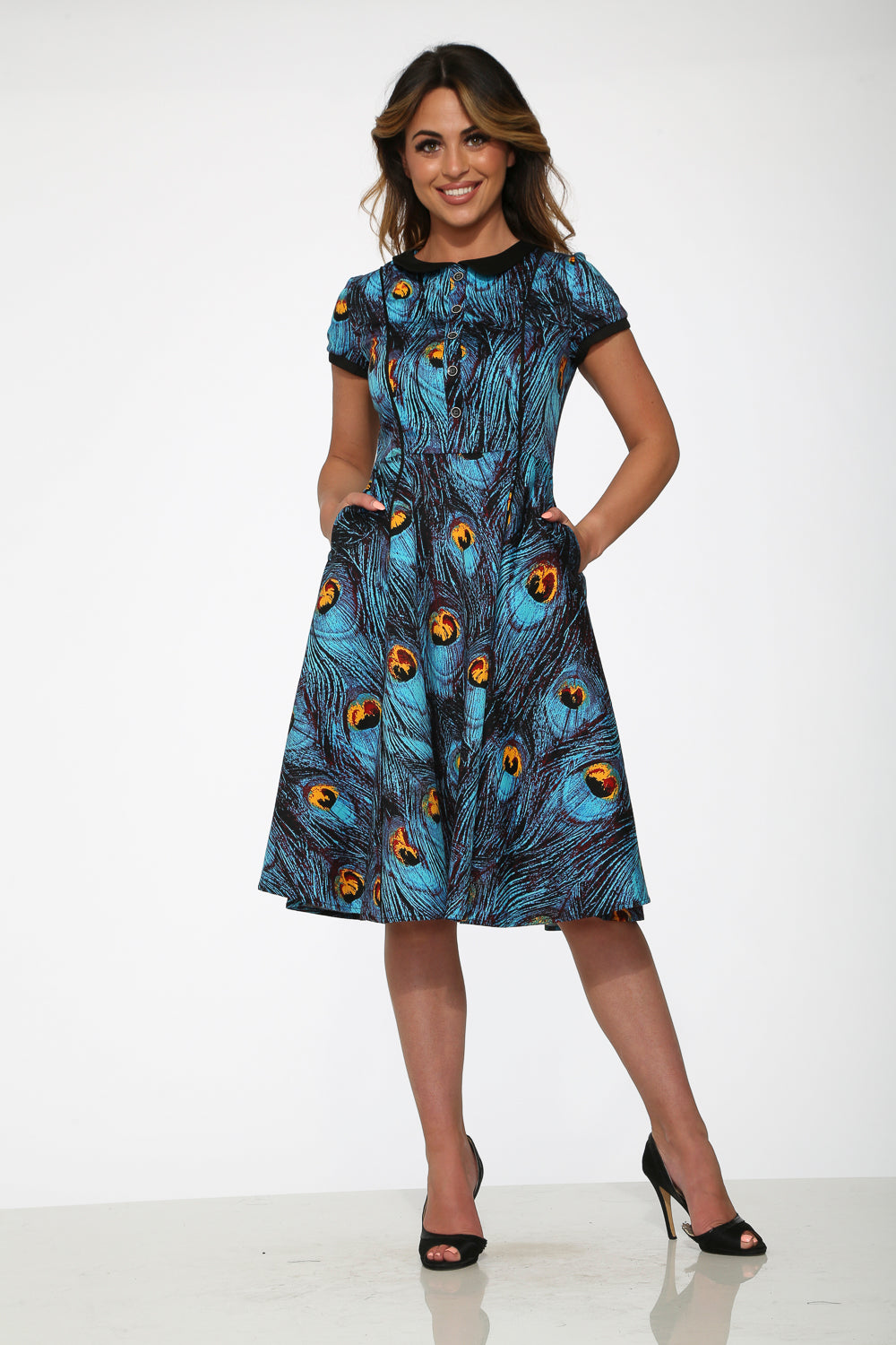 20360 Blue Peacock Swing Dress