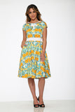 20380 Yellow Floral Swing Dress