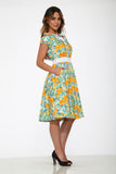 20380 Yellow Floral Swing Dress