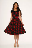 20432 Black Red Polka Dot Swing Dress