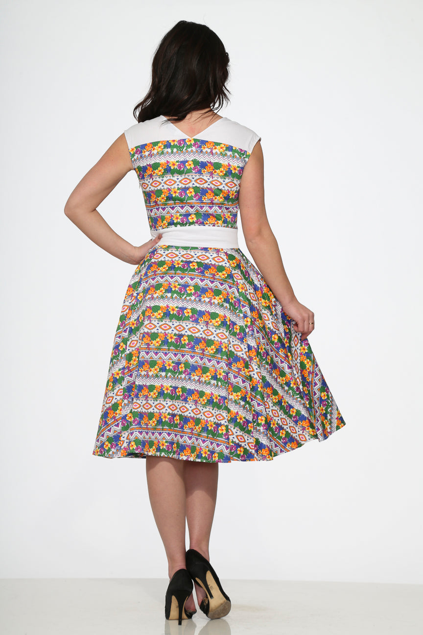 20520 Purple Floral Swing Dress