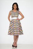 20520 Purple Floral Swing Dress