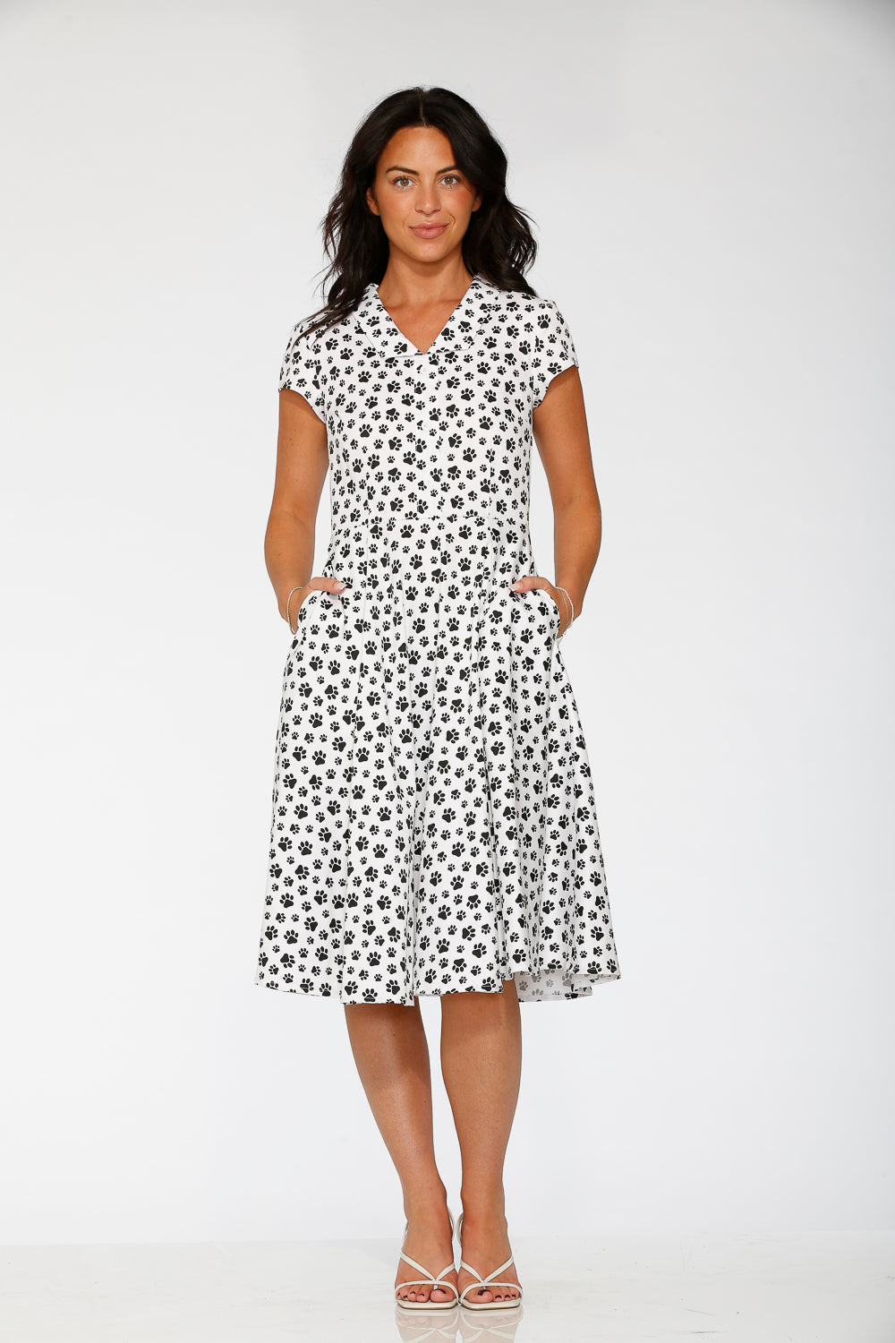 20552 Cat Paw Swing Dress in White