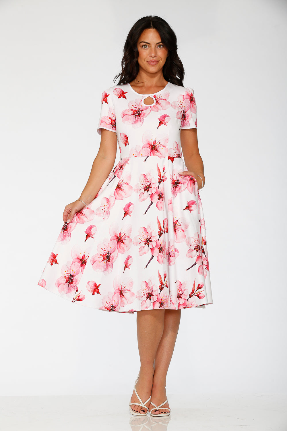 20562 White Orchid Bloom Swing Dress