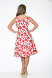 20760 White Red Floral Swing Dress