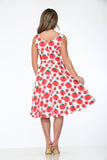 20760 White Red Floral Swing Dress