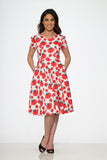 21050 White Pink Floral Swing Dress
