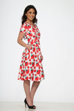 21050 White Pink Floral Swing Dress