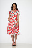 21050 White Pink Floral Swing Dress