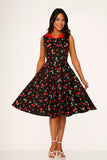 21261 Black Red Cherry Swing Dress