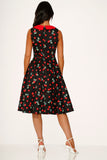 21261 Black Red Cherry Swing Dress