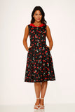 21261 Black Red Cherry Swing Dress