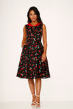 21261 Black Red Cherry Swing Dress