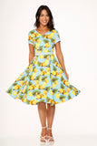 21290 Aqua Lemon Swing Dress