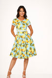 21290 Aqua Lemon Swing Dress