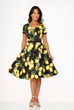 21291 Black Lemon Swing Dress
