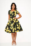21291 Black Lemon Swing Dress