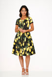 21291 Black Lemon Swing Dress