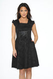 21440 Black Brocade Gothic Swing Dress