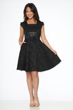 21440 Black Brocade Gothic Swing Dress