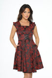 21441 Red Brocade Gothic Swing Dress
