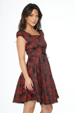 21441 Red Brocade Gothic Swing Dress