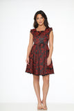 21441 Red Brocade Gothic Swing Dress