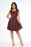 21441 Red Brocade Gothic Swing Dress