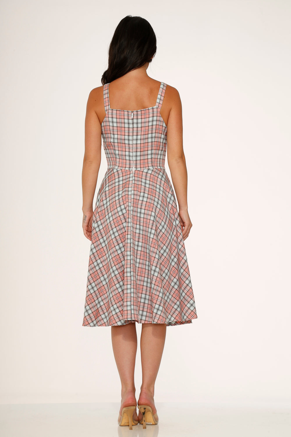 21792 Pink Plaid Swing Dress