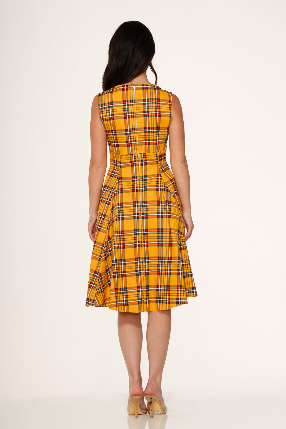 21890 Yellow / Mustard Plaid Swing Dress